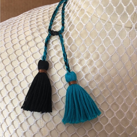 Handmade Adjustable Peace Necklace with Lava Stones Diffuser and Tassels - Picture 6 of 6